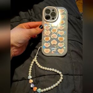 Bear Heart Phone Case with Strap - Multicolor For iphone 13 pro max